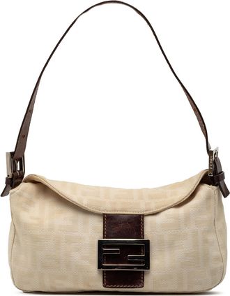 Fendi Pre-owned Womens Zucca Canvas Double Flap Mamma - Ivory Textile - One Size