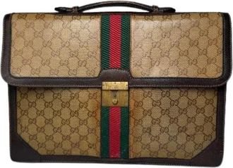 Gucci Pre-owned Vintage Monogram Patent Leather Koffer - unisex - Vintage Handtas - Bruin - ONE Size - Leer - Vintage