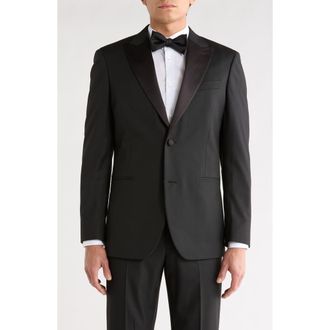 Nordstrom Rack Two Button Trim Fit Tuxedo Jacket in Black Rock at Nordstrom Rack, Size 38 Regular