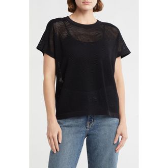 Adrianna Papell Mesh Openwork Sweater in Black at Nordstrom Rack, Size Medium