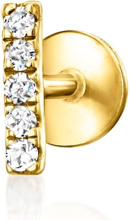 RS Pure by Ross-Simons Diamond Bar Single Flat-Back Stud Earring in 14kt Yellow Gold