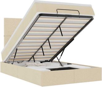 vidaXL Estructura De Cama Otomana Con Colch&oacute;n Tela Crema 120x200 Cm Vidaxl