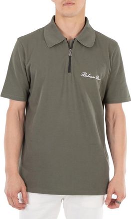 Balmain Logo-Embroidered Cotton Polo Shirt, Size Medium
