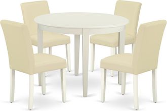 East West Furniture Dining Room Set Linen White, BOAB5-LWH-64