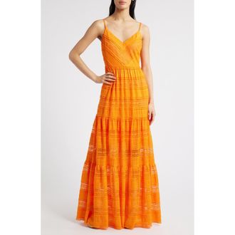 Eliza J Lace Inset Detail Maxi Sundress in Orange at Nordstrom, Size 10