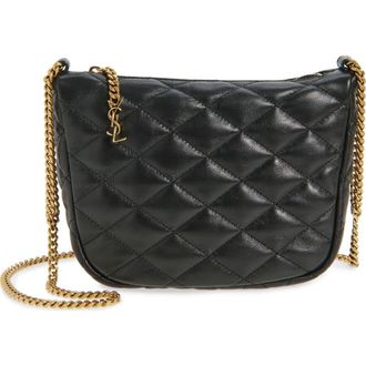Saint Laurent Quilted Hobo Bag in Noir at Nordstrom
