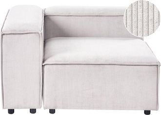 Beliani M&oacute;dulo Sof&aacute; Esquina 1 Plaza Moderno Patas Negras Tapizado Pana Poli&eacute;ster Blanco Crema Derecho Ardal