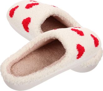 Kesyoo Winter Slippers for Couples Cotton Slippers for Men and Women Red Heart Design Size 40/41 Ideal for Home and Indoor Use