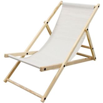 ECD Germany Ecd Germany - Silla De Playa Madera De Pino 3 Posiciones De Reclinaci&oacute;n Plegable Tumbona Tradicional De Sol Para Jard&iacute;n O Balc&oacute;n Beige Impermeable Has