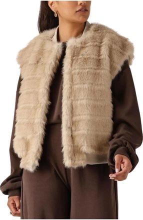 Nukus Nukus, Jassen, Dames, Beige, 2Xl, Gestreepte Damesblazer Vest