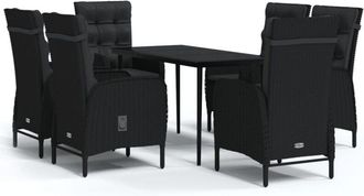 vidaXL Juego De Comedor De Jard&iacute;n 7 Piezas Con Cojines Negro Vidaxl