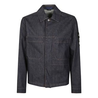 Stone Island Denim Jackets, male, Blue, Size: L Biker Jacket