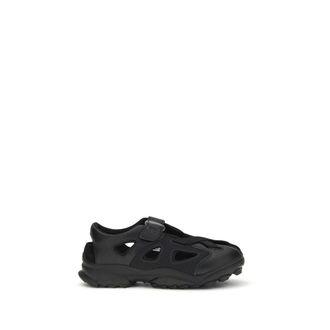 Yohji Yamamoto Black Calf Leather Bos Taurus Flat Mens Sandals
