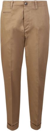 Pantaloni Torino Beige Slim Fit Broek met Gesp - Heren - Chinos - Beige - W34 - Katoen - Broeken