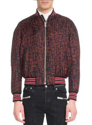Givenchy Black and Red Silk Bomber Jacket Size M