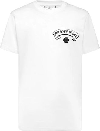 Philipp Plein T-shirt Ronde Hals - Heren - T-shirts - Wit - 4XL - Katoen - Tops