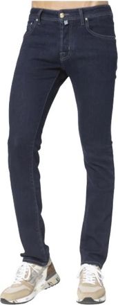 Jacob Cohen Donkerblauwe Raw Denim Jeans - Heren - Slim Fit Jeans - Blauw - W32 - Denim - Jeans