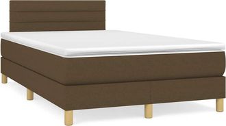 vidaXL Cama Box Spring Con Colch&oacute;n Y Led Tela Marr&oacute;n Oscuro 120x190 Cm Vidaxl