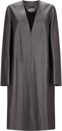 Fendi Stijlvol leren overjas voor mannen - Dames - Mantel - Paars - XS - Jassen