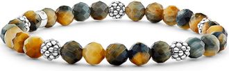 Lagos Signature Caviar Stone Beaded Stretch Bracelet (Nordstrom Exclusive) in Tigereye at Nordstrom, Size 7