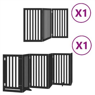 vidaXL Puerta Para Perros Plegable 9 Paneles Madera &Aacute;lamo Negra 450 Cm Vidaxl