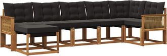 vidaXL Conjunto De Sof&aacute;s De Exterior 7 Uds. Natural Y Negro Vidaxl