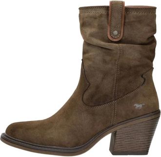 Mustang Schoenen, Dames, Bruin, 37 EU, Leer, Enkellaarsjes Hak