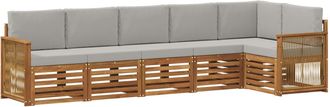 vidaXL Conjunto De Sof&aacute;s De Exterior 5 Uds. Natural Y Gris Claro Vidaxl