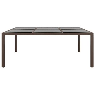 Berkfield Home Garden Table with Glass Top Brown 200x150x75 cm Rattan | Size: 200 x 150 x 75 cm