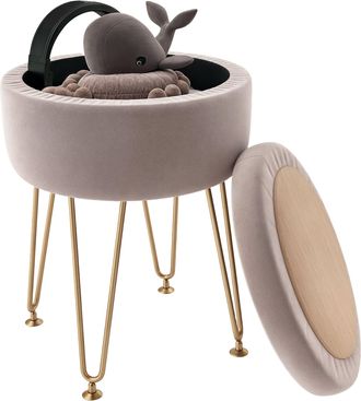 HOMCOM 5L Velvet Footstool with Removable Lid for Bedroom - Hot pink | TJ Hughes Green