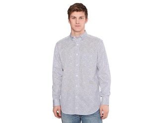 Johnston & Murphy Printed Cotton Shirt Mens Clothing White 1 : 2XL