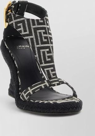 Balmain anthem ankle strap wedge espadrille sandals