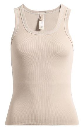 SKIMS Cotton Rib Scoop Neck Tank in Stone at Nordstrom, Size Xx-Small