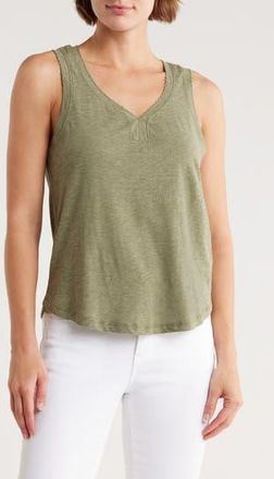 Democracy Scallop Trim Shell Tank Top in Heather Oregano at Nordstrom Rack, Size X-Small
