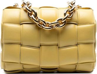 Bottega Veneta Pre-owned Shoulder Bags, female, Yellow, Size: ONE SIZE Pre-owned Chain Leather Bag