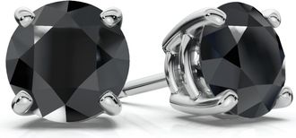 Pompeii3 1 1/2 ct 14k White Gold Round Black Diamond Stud Earrings