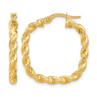 Diamond2Deal 14K Yellow Gold Square Shape Twisted Hoop Earrings