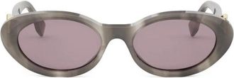 Fendi Oval Frame with Gold Hardware Sunglasses - Gray