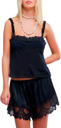 Free People Little Love Dot Tank in Black at Nordstrom, Size X-Large