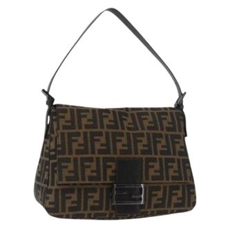 Fendi Pre-owned Shoulder Bags, female, Brown, Size: ONE SIZE Pre-owned Zucca Canvas Shoulder Bag