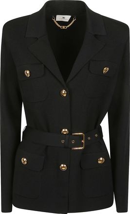 Elisabetta Franchi Tailored Gold Accent Viscose Blend Jacket