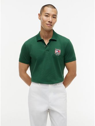 Tommy Hilfiger Mens Regular Fit Wavy Flag Smooth Cotton Polo - Green - XL