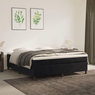 vidaXL Cama Box Spring Con Colch&oacute;n Terciopelo Negro 160x200 Cm Vidaxl