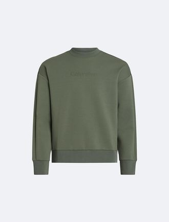 Calvin Klein Mens Embossed Logo Crewneck Sweatshirt - Green - XS