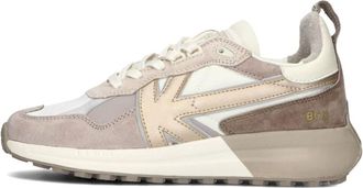 Kaotiko Schoenen, Dames, Veelkleurig, 39 EU, Beige Leren Sneakers met Reflectoren