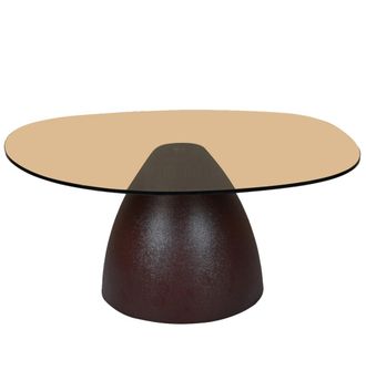 Moloo Mesa de centro org&aacute;nica d86 cm en cristal ahumado