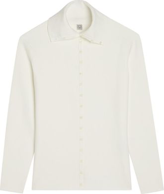 Toteme Polo Fine-knit Cardigan - Off White - S (UK8-10 / S)