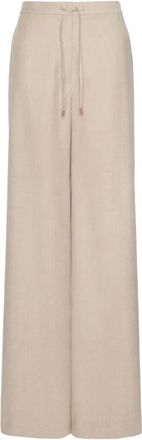 Max Mara Recente Wide Broeken - Dames - Wijde Broeken - Bruin - 2XS - Wol - Broeken