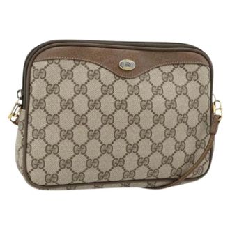 Gucci Pre-owned Cross Body Bags, female, Beige, Size: ONE SIZE Pre-owned Vintage GG Canvas Shoulder Bag