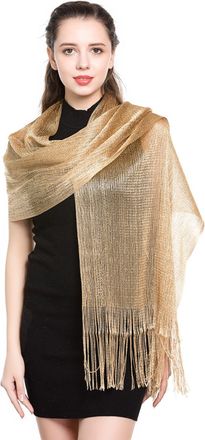 World of Shawls Scarfs and Wraps for Evening Dresses - Sheer Bridal Womens Scarves for Prom, Wedding, Party (Gold)